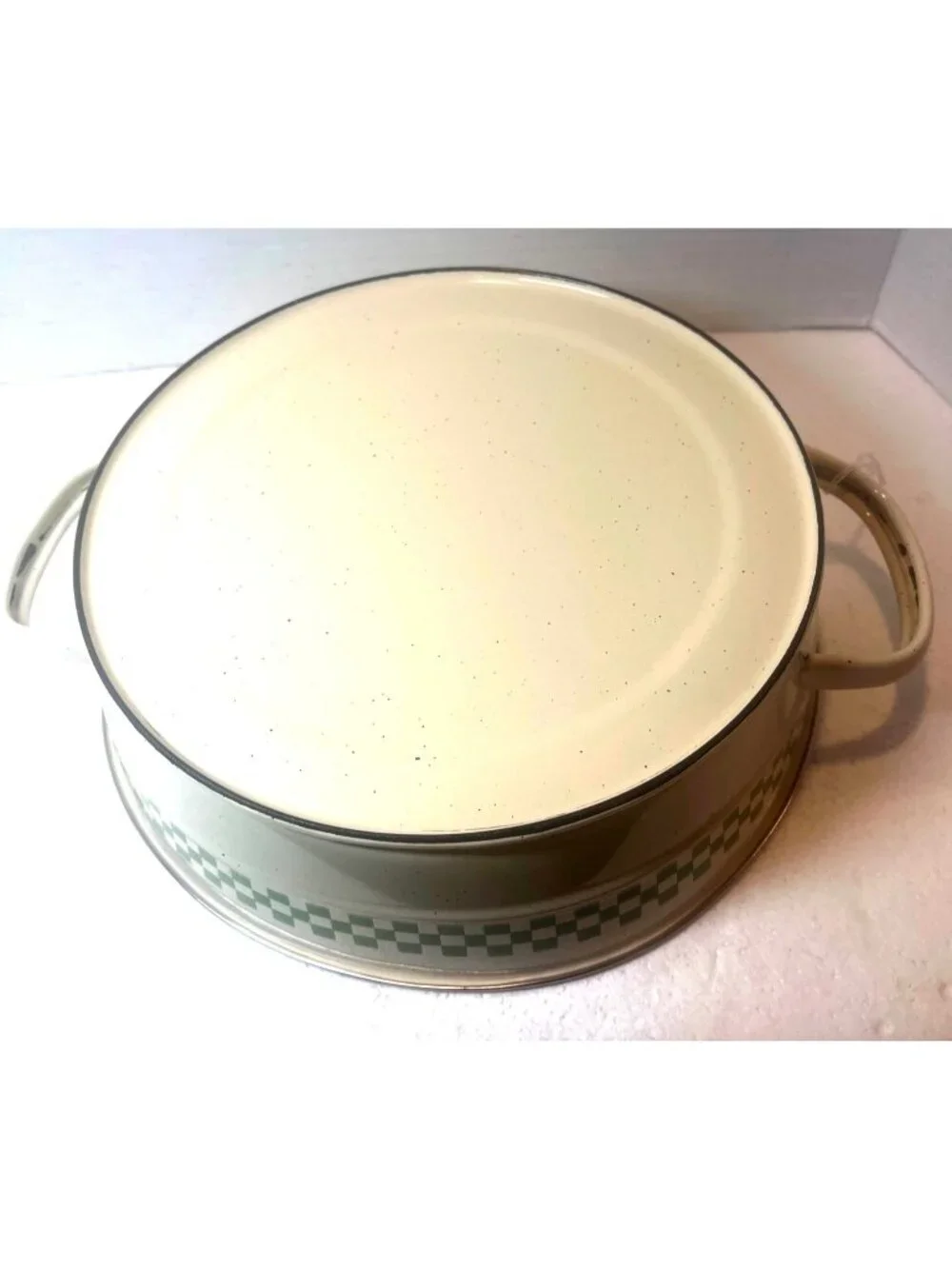 Marjolein Bastin Fresh Herbs Enamel Serving Bowl With Handles & Green Checker De